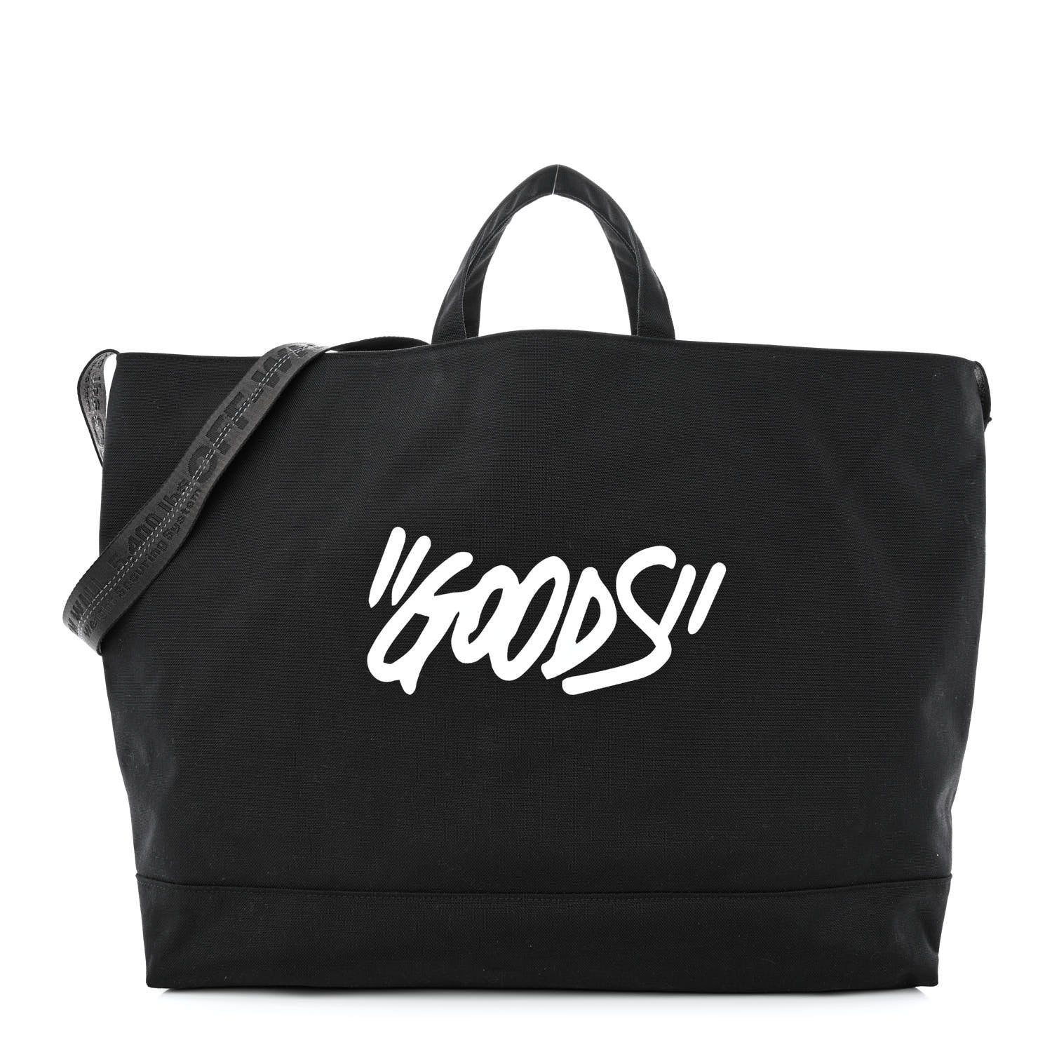 Off-White Canvas Goods Quote Tote Black White 1 of 12