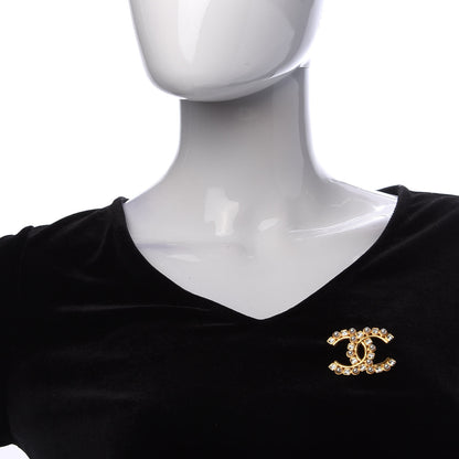 Chanel Pearl Crystal Baguette CC Brooch Gold 2 of 4