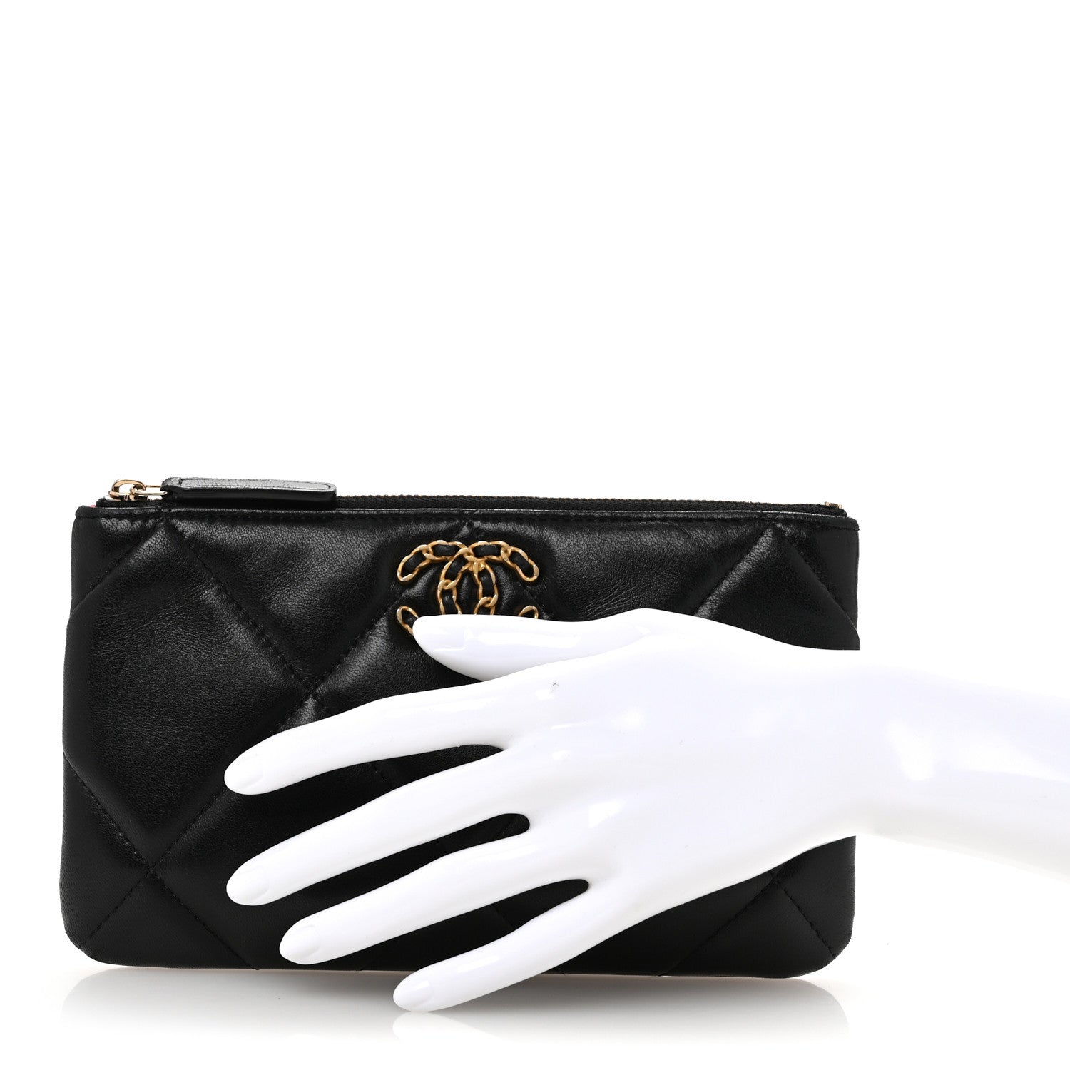 Chanel Lambskin Quilted Small Chanel 19 Pouch Black 2 of 11