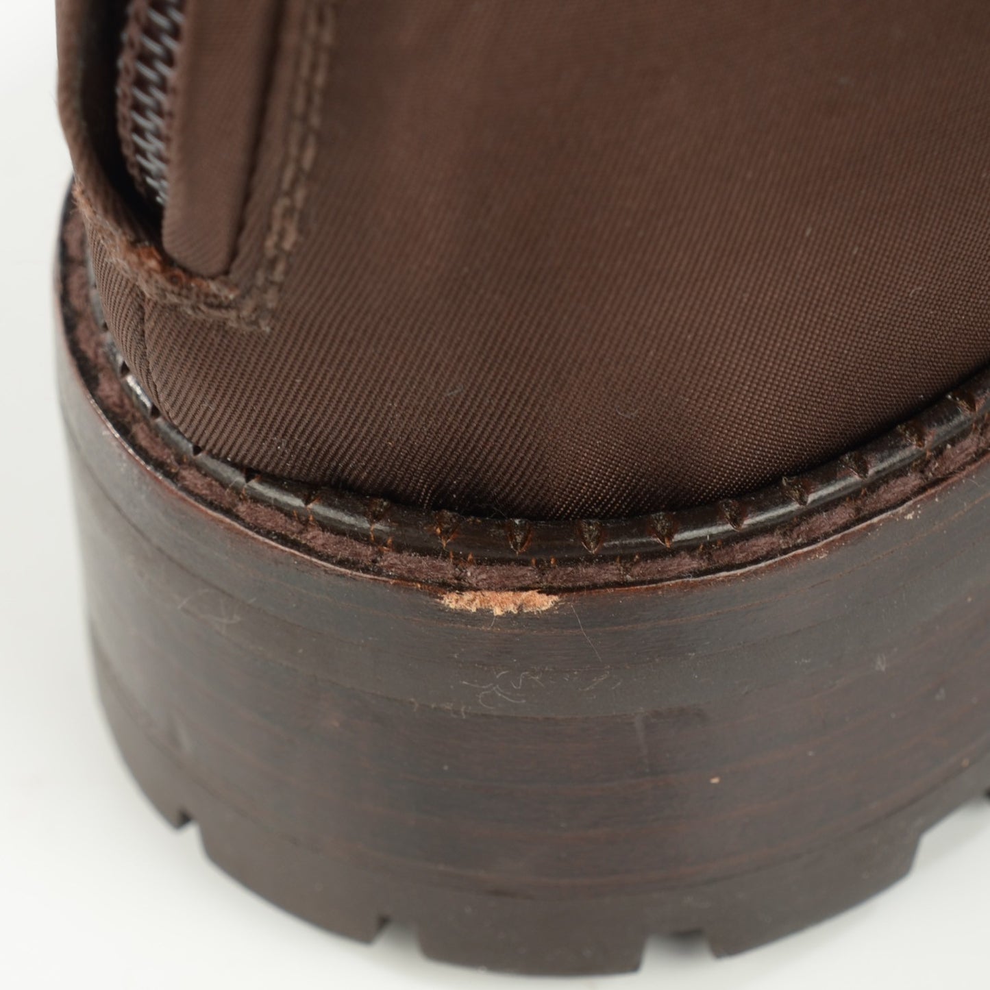 Nylon Zip Boots 39.5 Brown