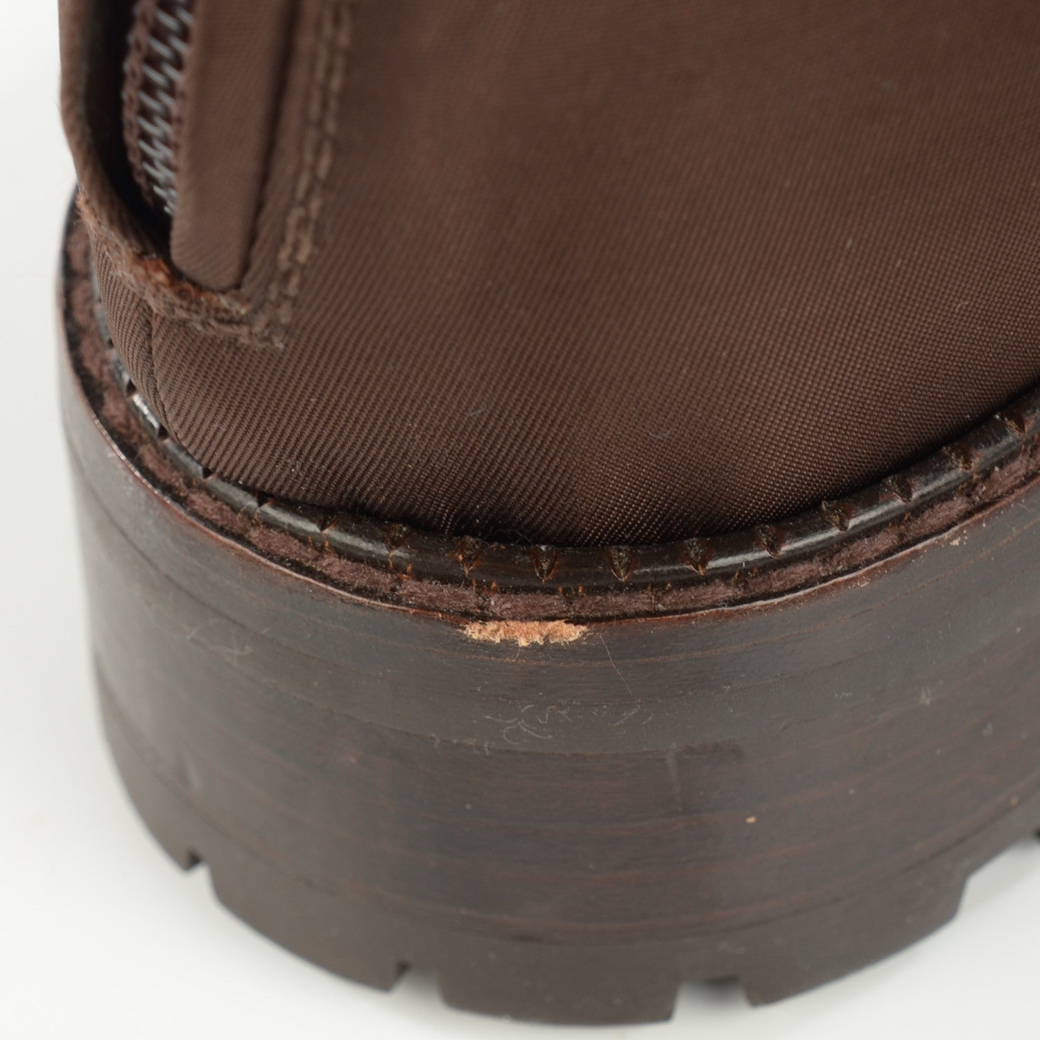Chanel Nylon Zip Boots 39.5 Brown 8 of 8