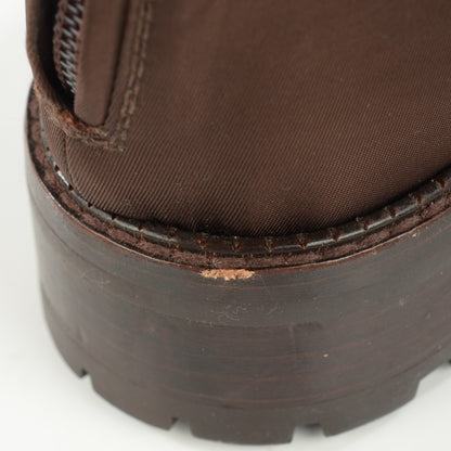Chanel Nylon Zip Boots 39.5 Brown 8 of 8
