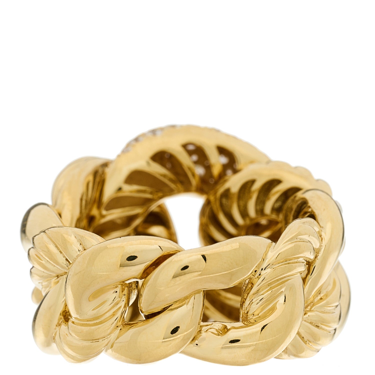 David Yurman 18K Yellow Gold Diamond Belmont Curb Link Ring 45 3.5 3 of 5