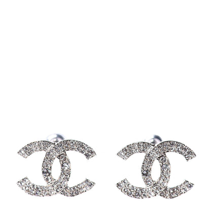 Chanel Crystal CC Earrings Silver 1 of 5