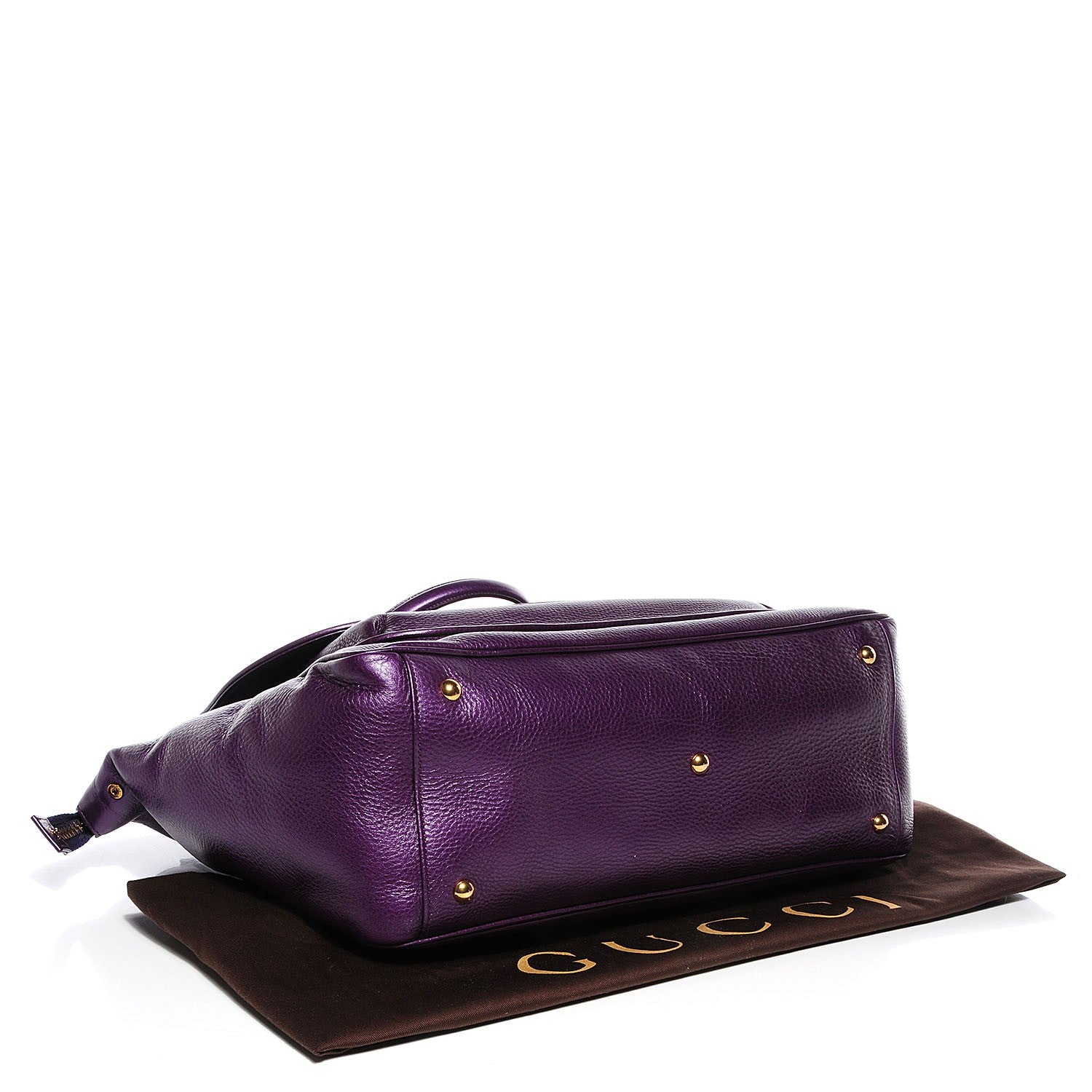 Gucci Metallic Pebbled Calfskin Medium 1973 Top Handle Satchel Purple 4 of 9