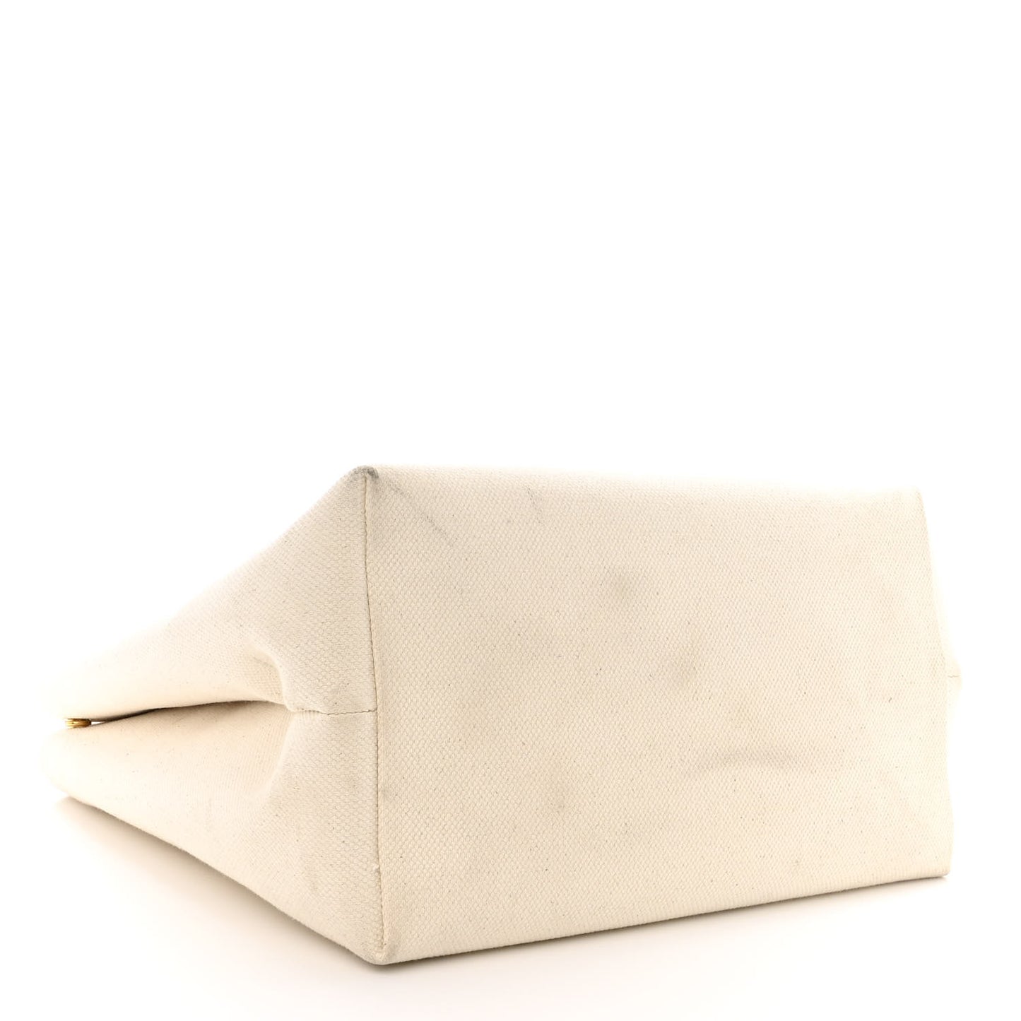Canvas Calfskin Logo Print Small Horizontal Cabas Natural Tan