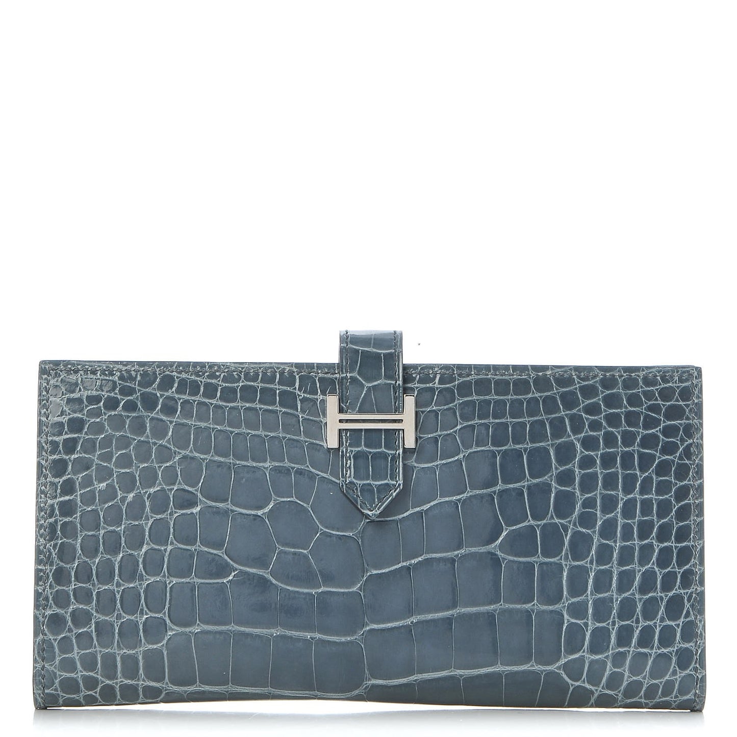 Shiny Alligator Bearn Wallet Bleu Tempete