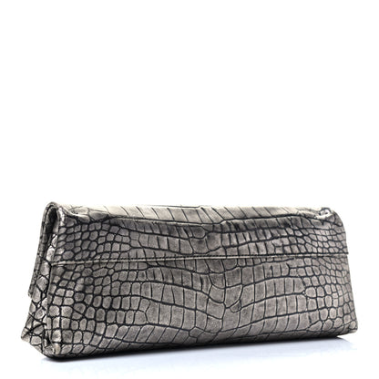 Alexander McQueen Calfskin Crocodile Embossed Clutch Silver 2 of 4