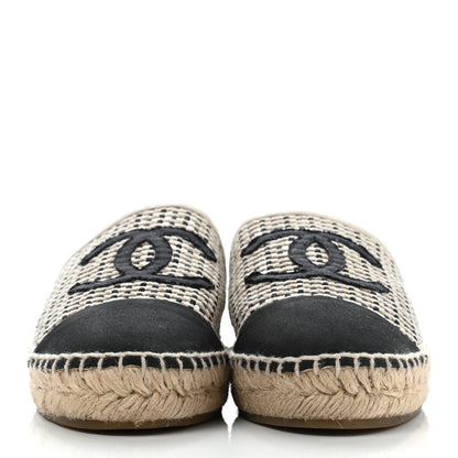 Chanel Mesh Grosgrain CC Espadrilles Mule 36 Beige Black 2 of 15