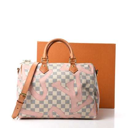 Louis Vuitton Damier Azur Tahitienne Speedy Bandouliere 30 Rose Ballerine 12 of 12