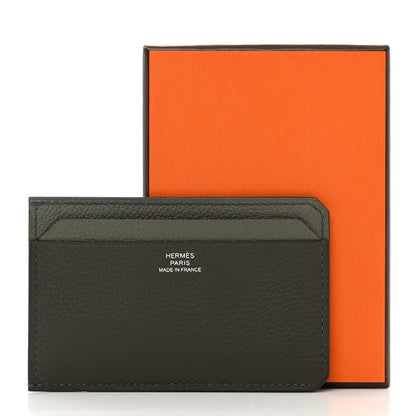 Hermes Evercolor Colorblock City 4CC Card Holder Vert De Gris Gris Meyer Vert Amande 7 of 7