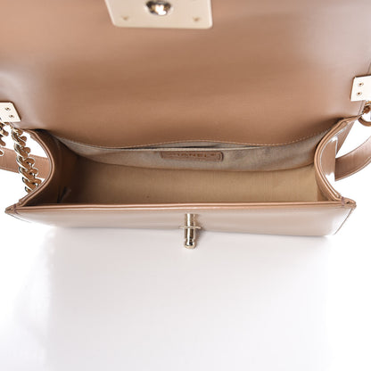 Chanel Iridescent Patent Quilted Medium Boy Flap Beige 5 of 9