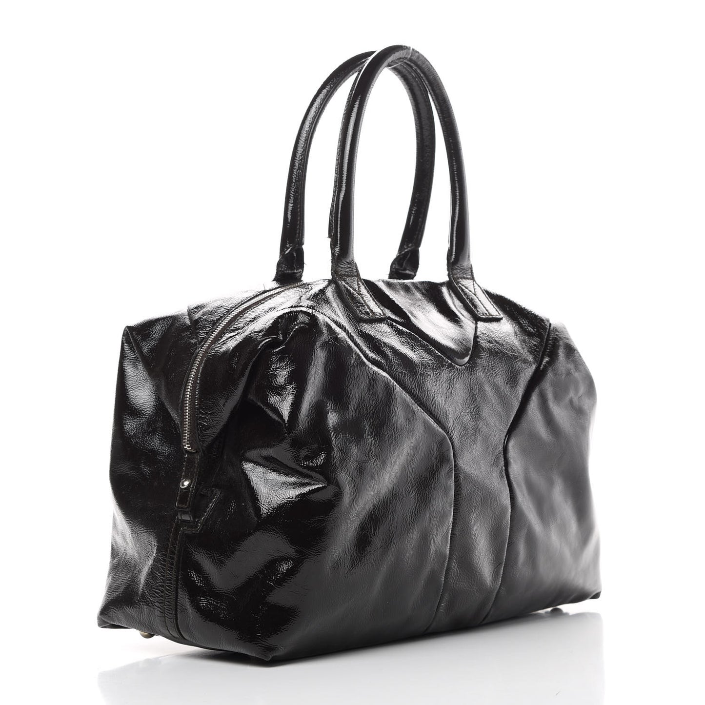 Textured Patent Medium Easy Y Bag Brown