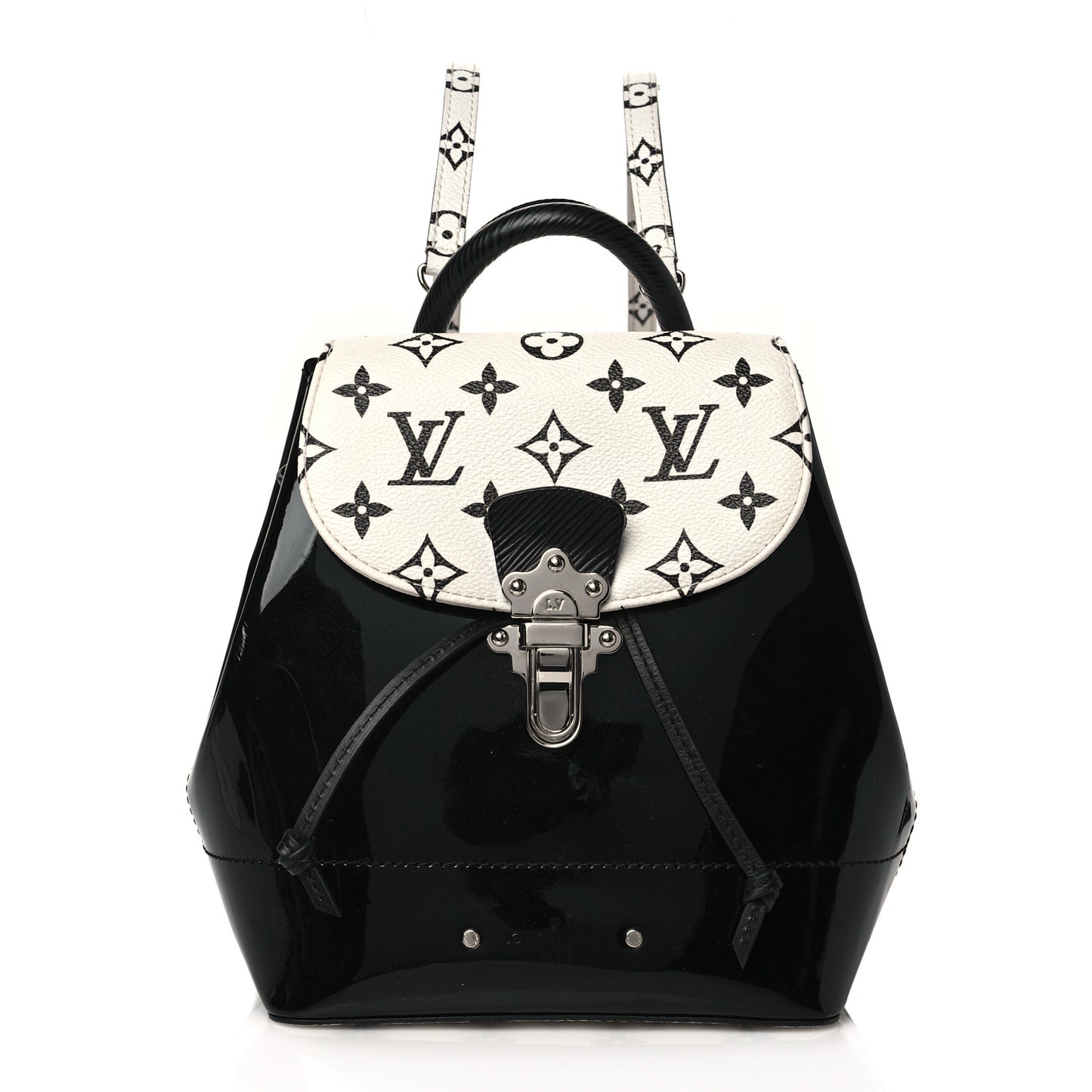 Patent Monogram Hot Springs Backpack Black White
