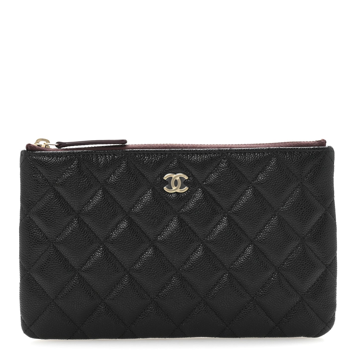 Caviar Quilted Small Zipped Pouch Black