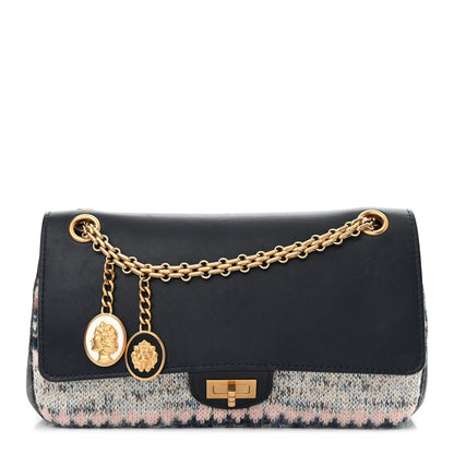 Chanel Smooth Calfskin Knit Nude 2.55 Reissue 225 Flap Navy 1 of 17