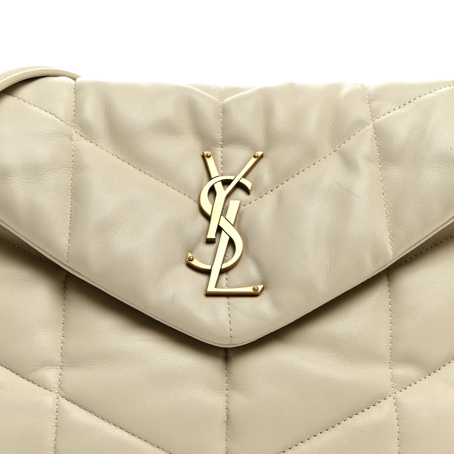Lambskin Quilted Small Loulou Puffer Monogram Chain Satchel Crema Soft