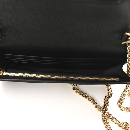 Gucci Textured Calfskin Script Logo Wallet On Chain Black 5 of 9