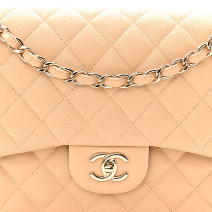 Chanel Caviar Quilted Jumbo Double Flap Beige Clair 9 of 11
