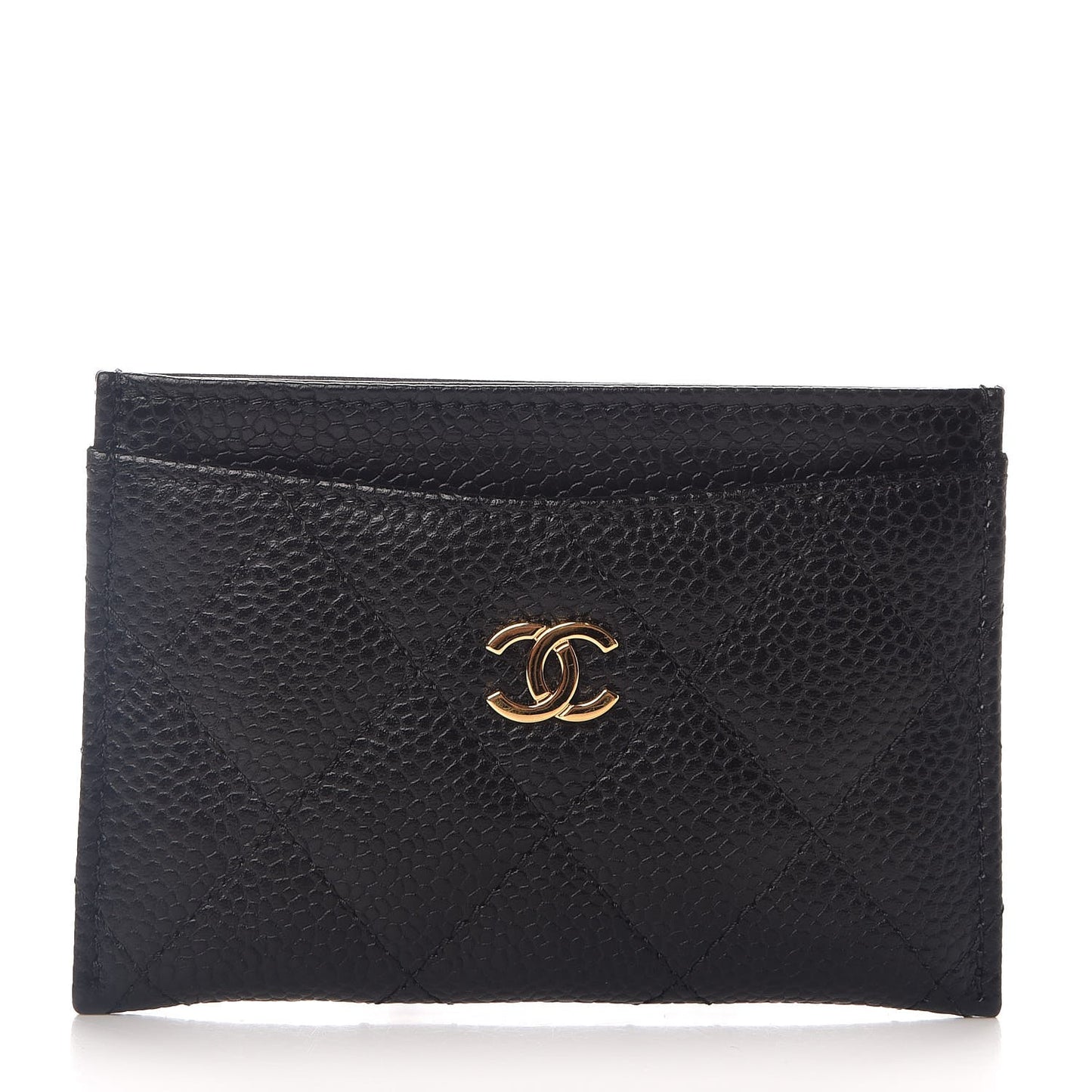 Caviar Quilted Card Holder Black