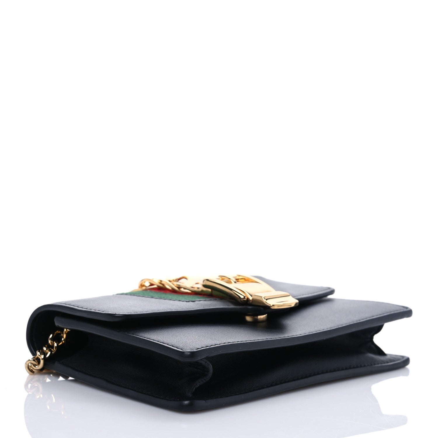 Gucci Calfskin Super Mini Sylvie Chain Shoulder Bag Black 4 of 7