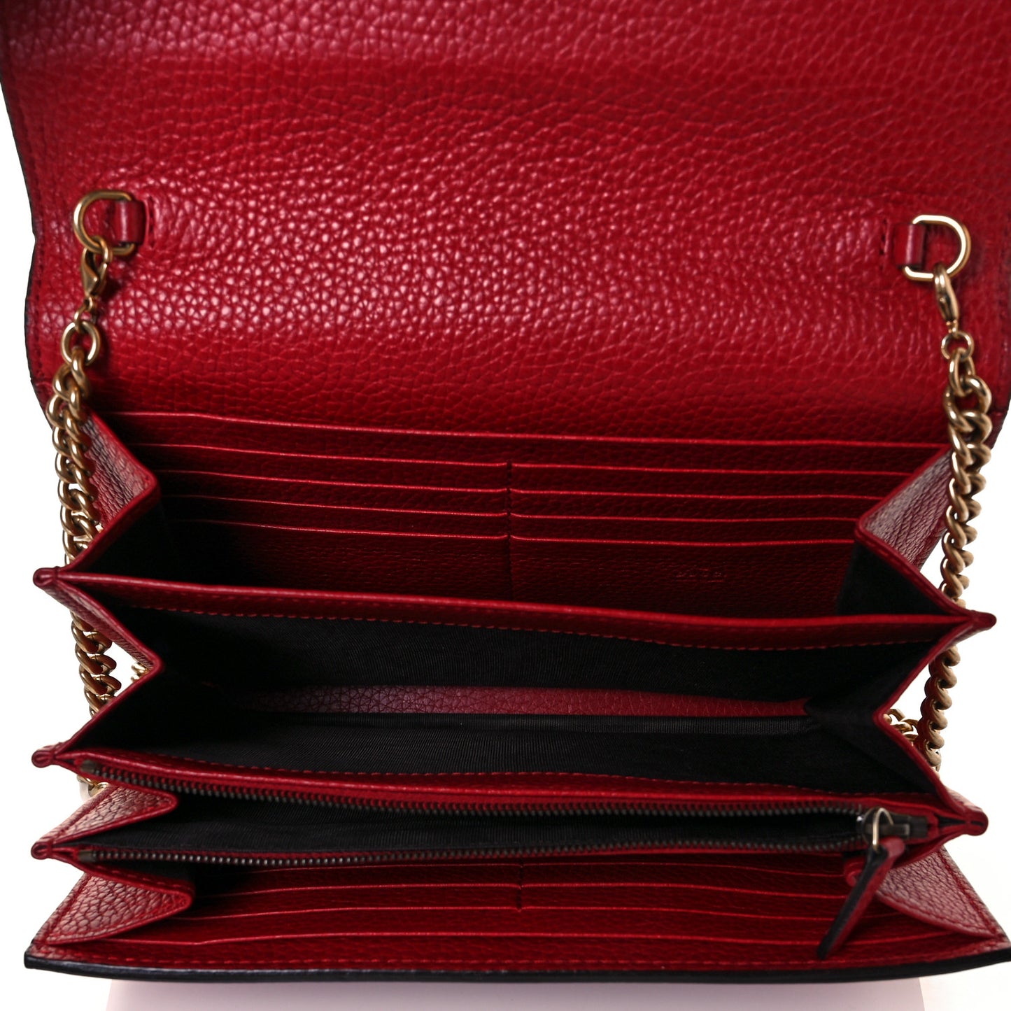 Calfskin GG Marmont Chain Wallet Vulcanic Red