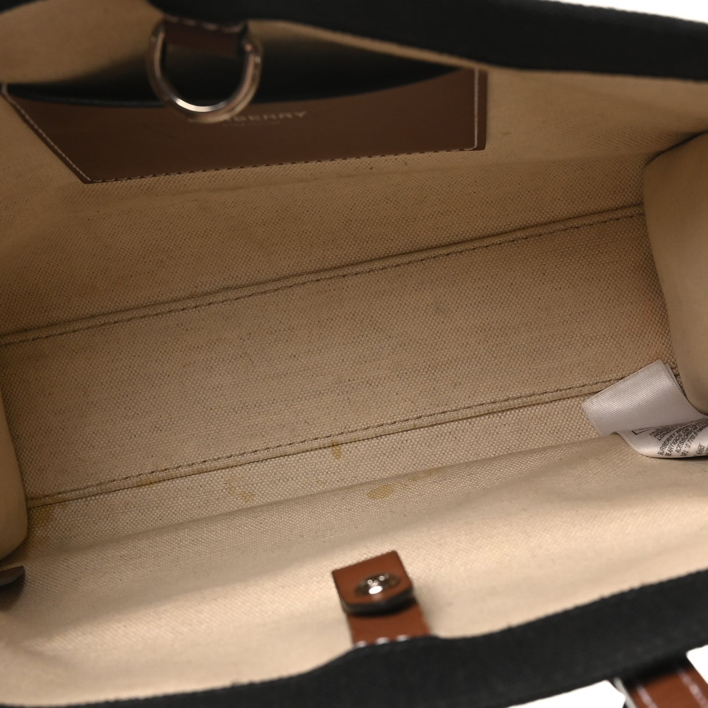 Canvas Smooth Calfskin Mini Two Tone Freya Tote Black Tan