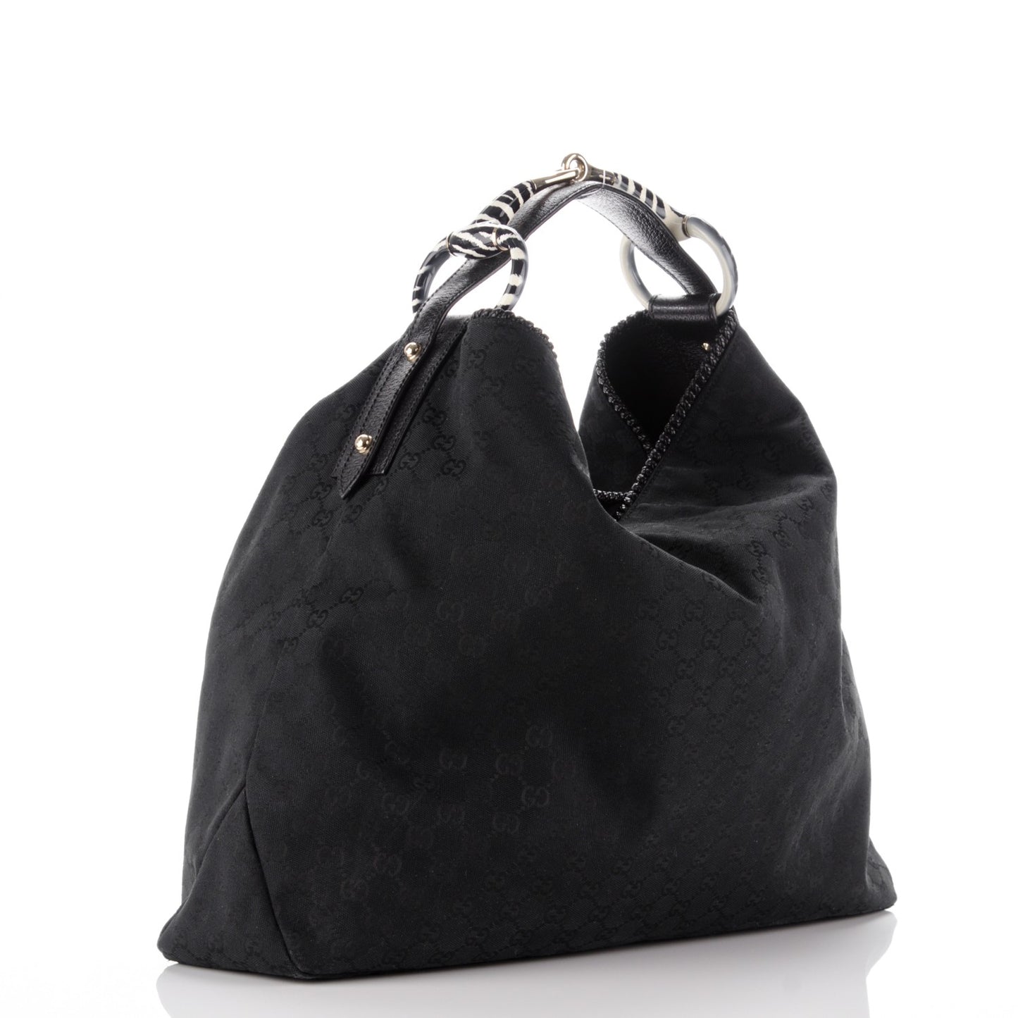 Monogram Large Horsebit Chain Hobo Black