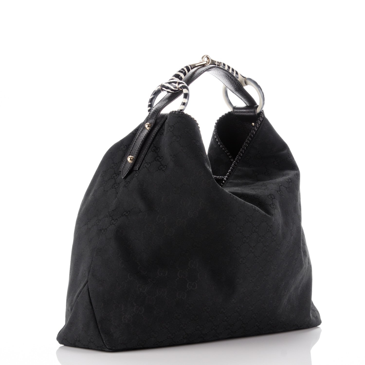 Gucci Monogram Large Horsebit Chain Hobo Black 3 of 8
