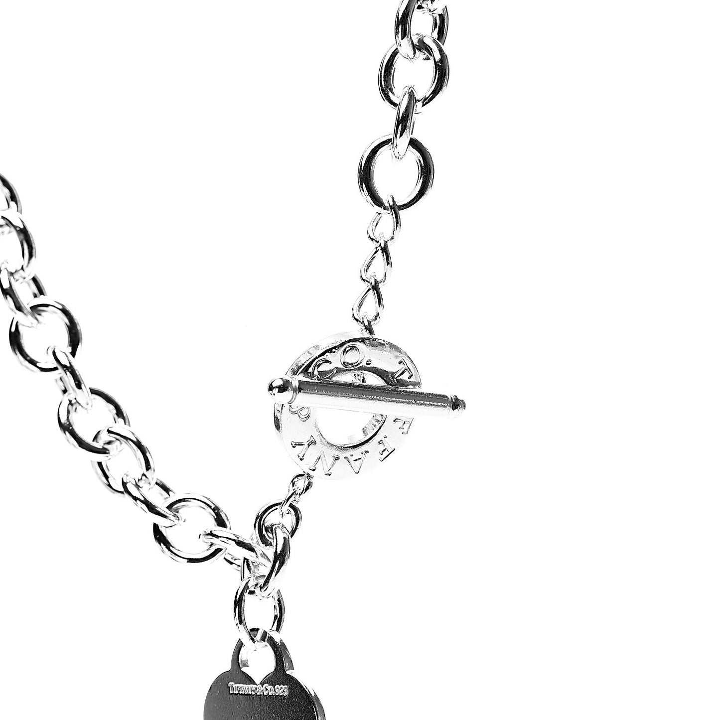 Sterling Silver Heart Tag Toggle Necklace