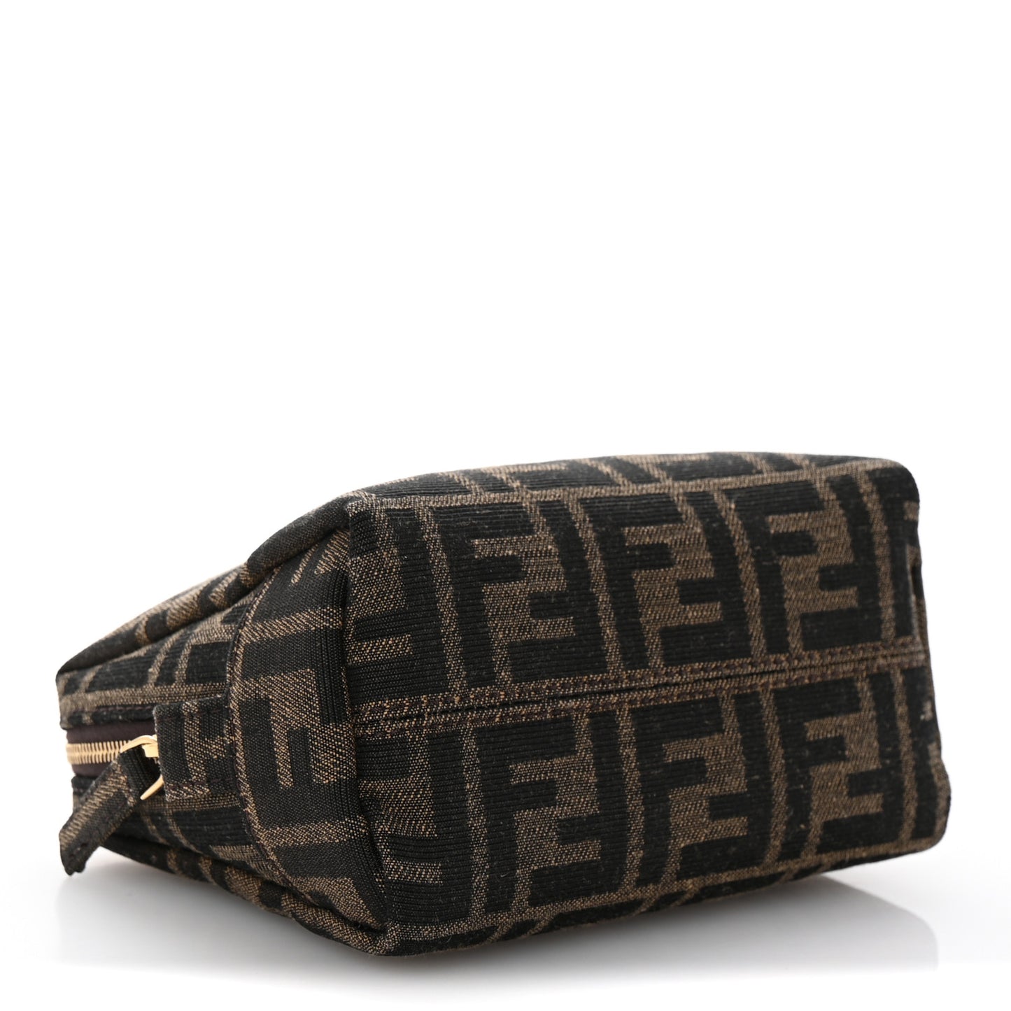 Fabric Jacquard FF 1974 Small Trapezoid Beauty Pouch Tobacco Moro Black