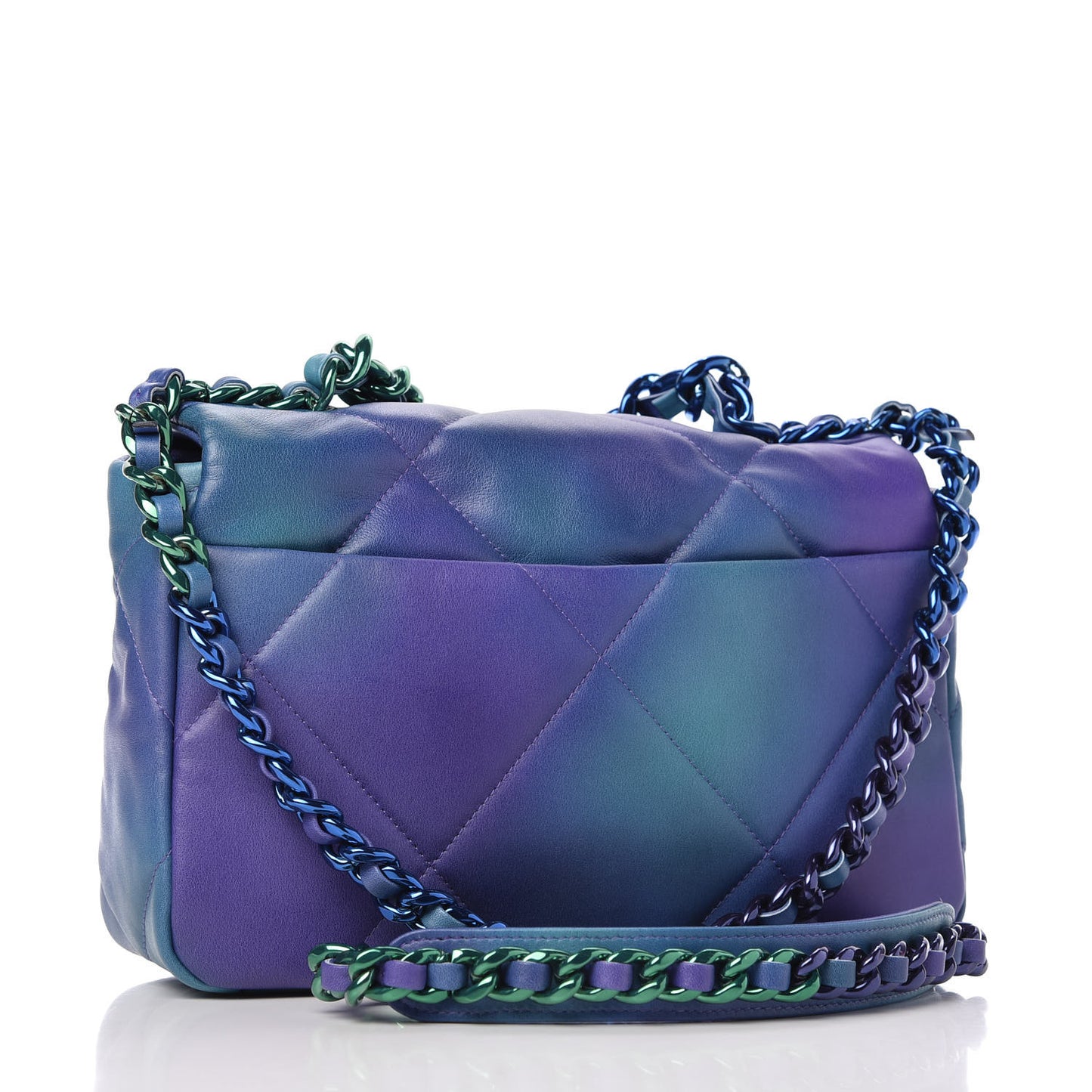 Tie Dye Calfskin Quilted Medium Chanel 19 Flap Blue Purple