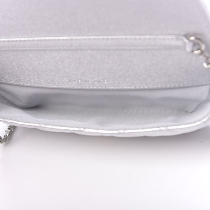 Chanel Metallic Lambskin Quilted Glasses Case With Chain Silver 5 of 12