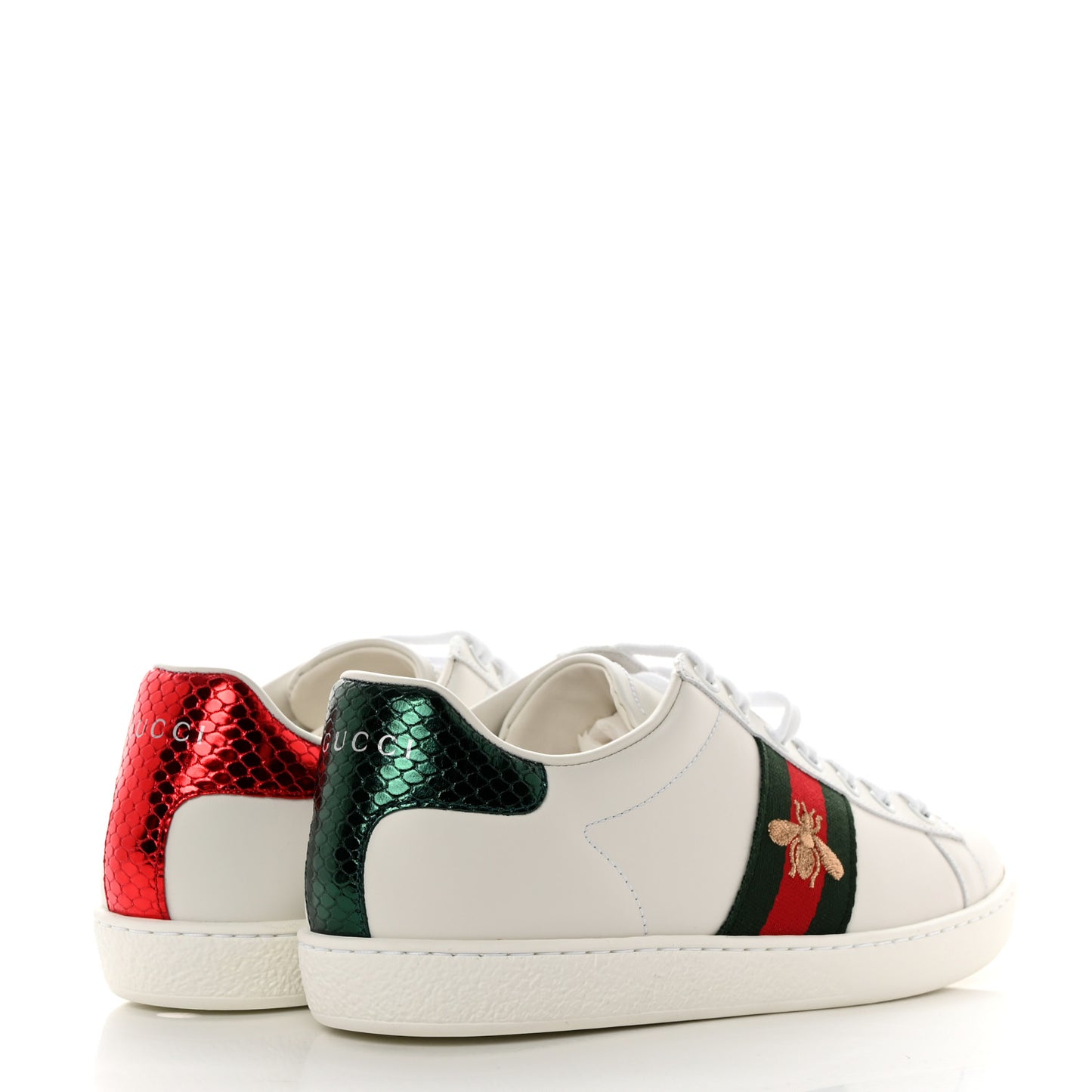 Calfskin Ayers Web Bee Embroidered Ace Sneakers 36.5 White
