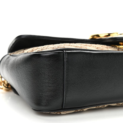 Gucci Monogram Matelasse Diagonal Small GG Marmont Shoulder Bag Beige Black 8 of 9