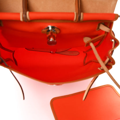 Hermes Military Toile Vache Hunter Herbag a Dos Zip Retourne Backpack Orange Mecano Fauve 5 of 8