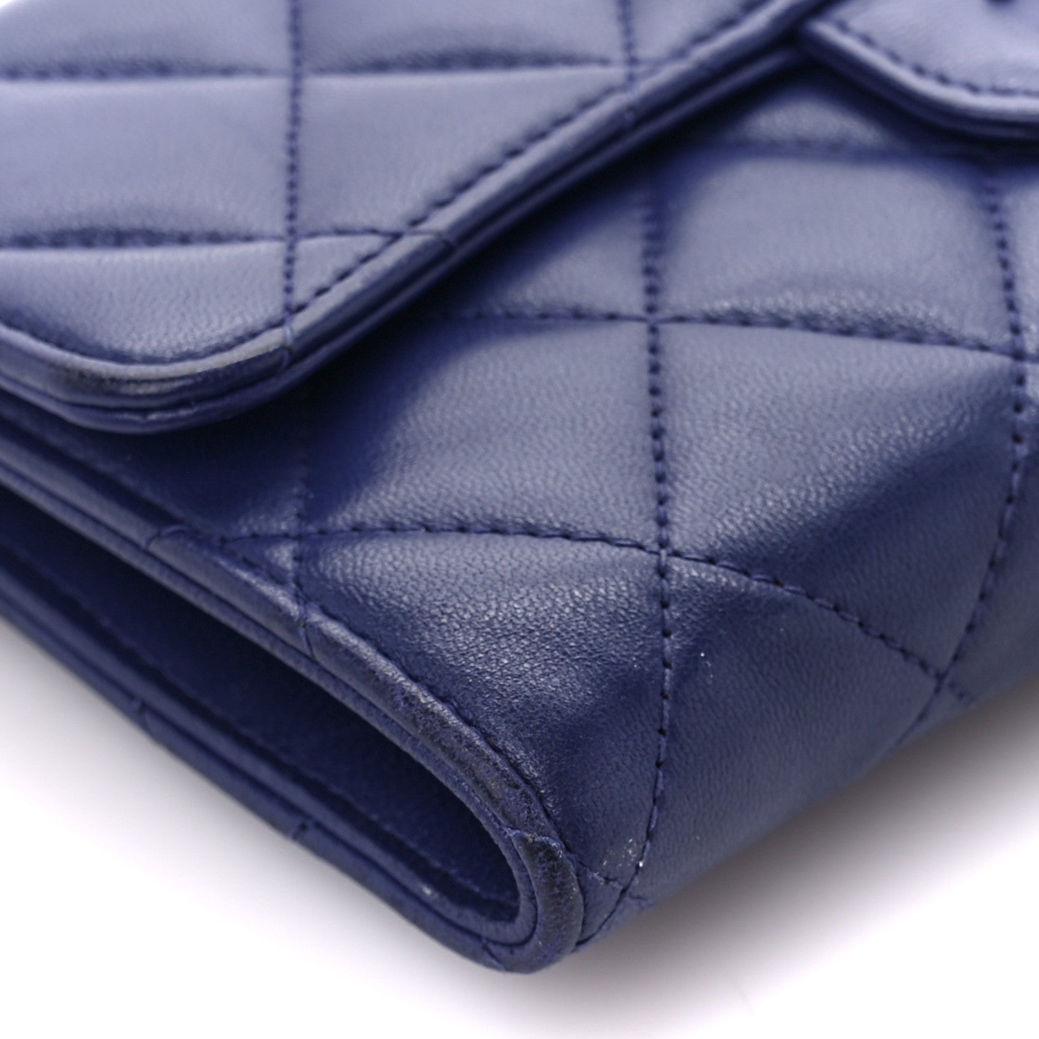 Chanel Lambskin Quilted Large Gusset Flap Wallet Blue 11 of 12