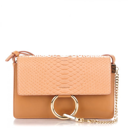 Chloe Python Calfskin Small Faye Shoulder Bag Milky Coffee 1 of 7