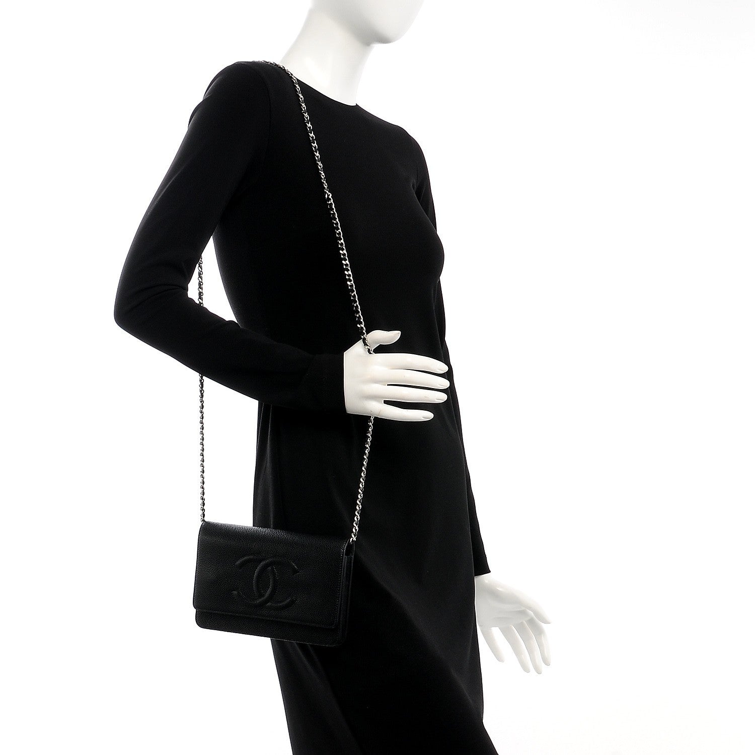 Chanel Caviar Timeless CC Wallet On Chain WOC Black 2 of 8