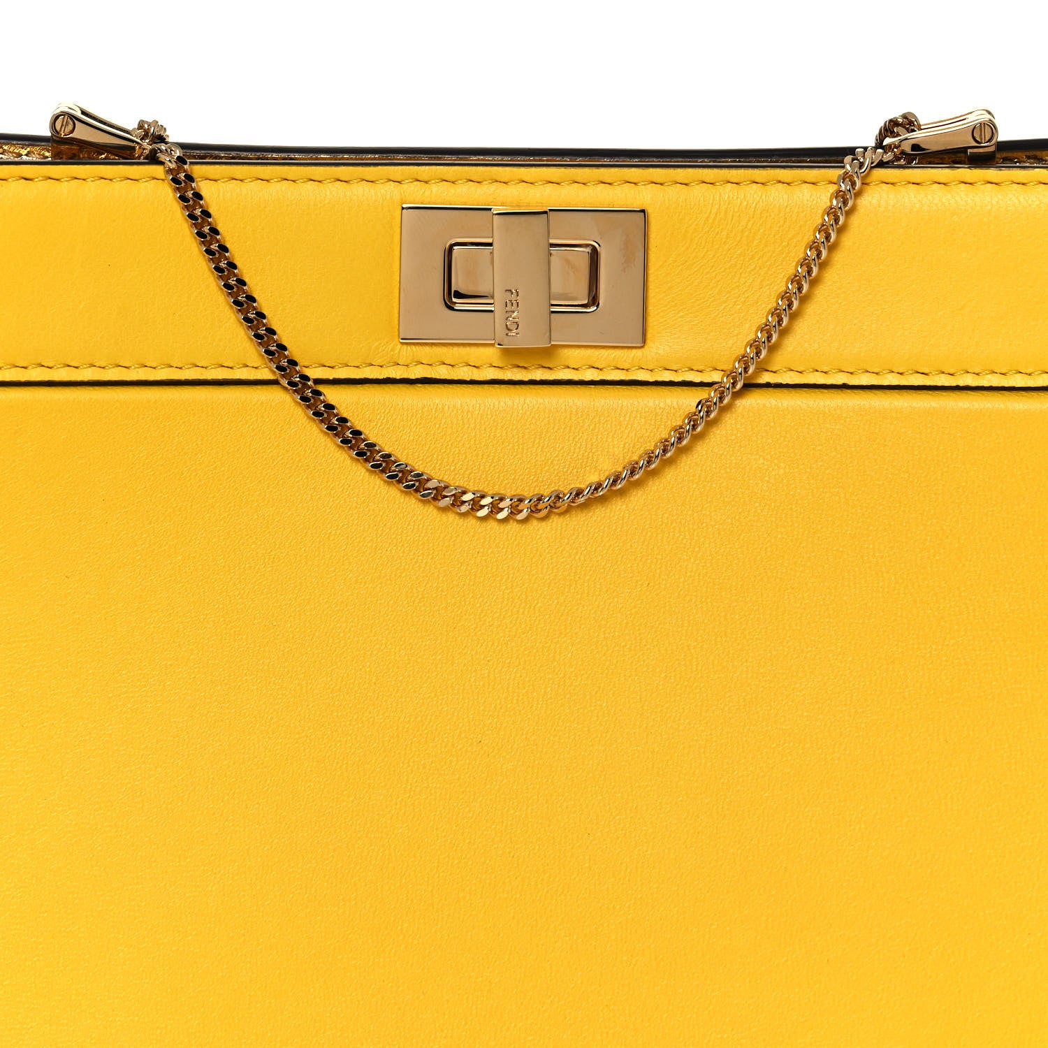 Fendi Nappa Small Peekaboo I SEE U East West Chain Satchel Limone 6 of 12