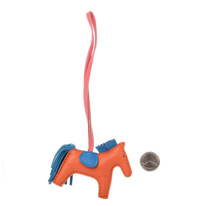 Hermes Milo Lambskin Grigri Rodeo Horse Bag Charm PM Orange Poppy Bleu Izmir Rose Azalee 2 of 5