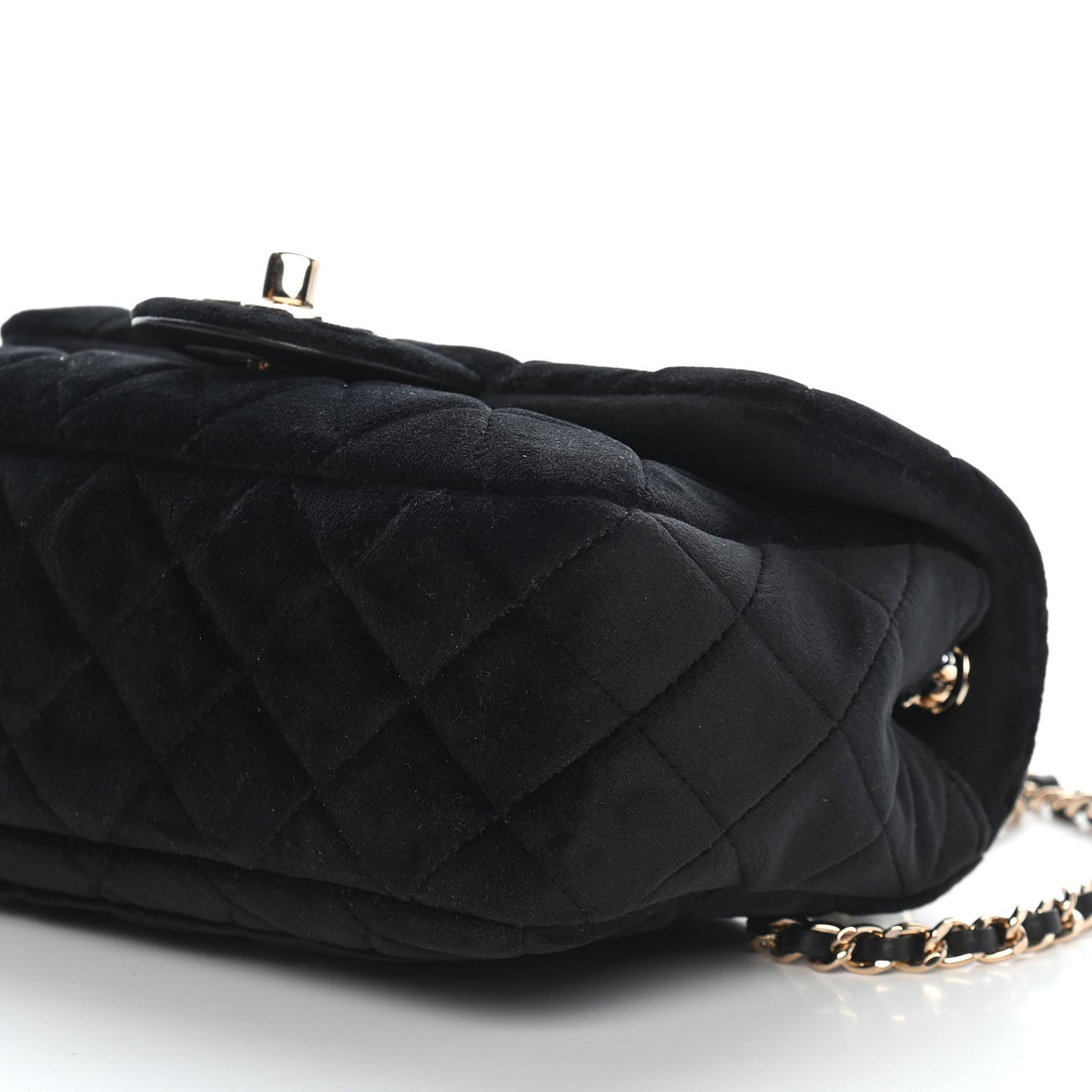 Velvet Quilted Mini Rectangular Pearl Crush Flap Black