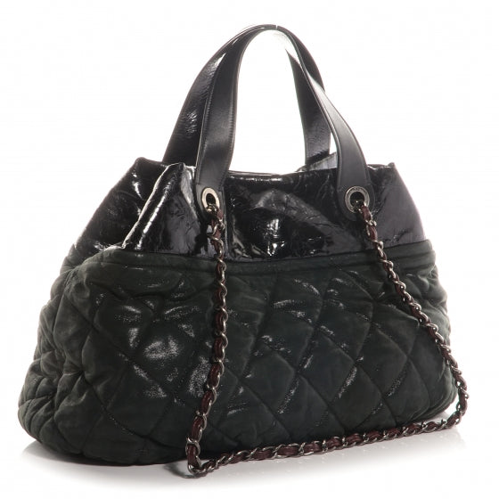 Iridescent Calfskin Large In The Mix Tote Black