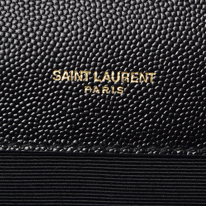 Saint Laurent Grain De Poudre Textured Mixed Matelasse Large Triquilt Monogram Satchel Black 6 of 7
