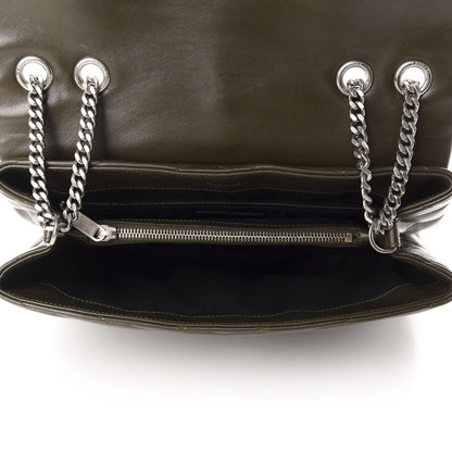 Saint Laurent Calfskin Y Quilted Monogram Medium Loulou Chain Satchel Kaki Fonce 4 of 14