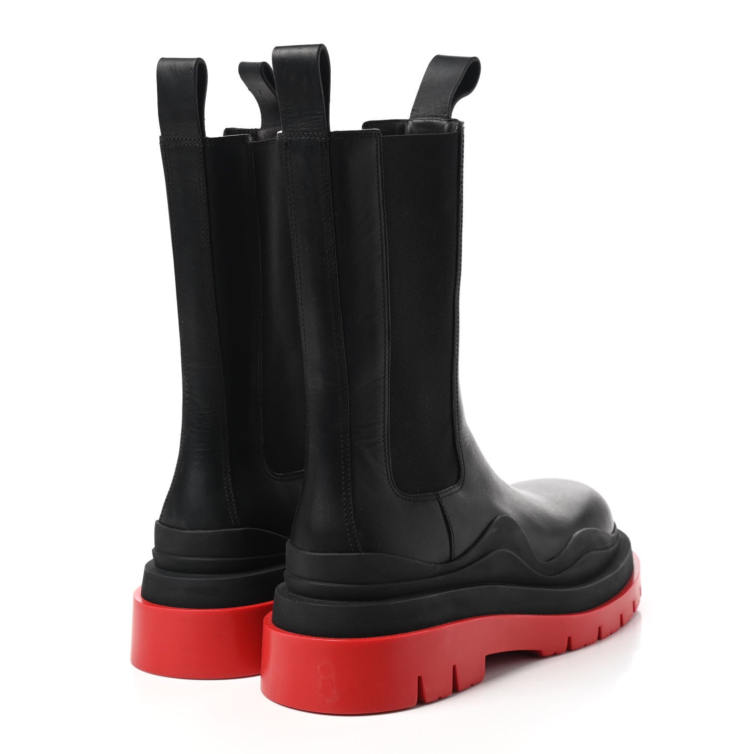 Bottega Veneta Calfskin The Tire Chelsea Boots 39 Black Bright Red 4 of 12