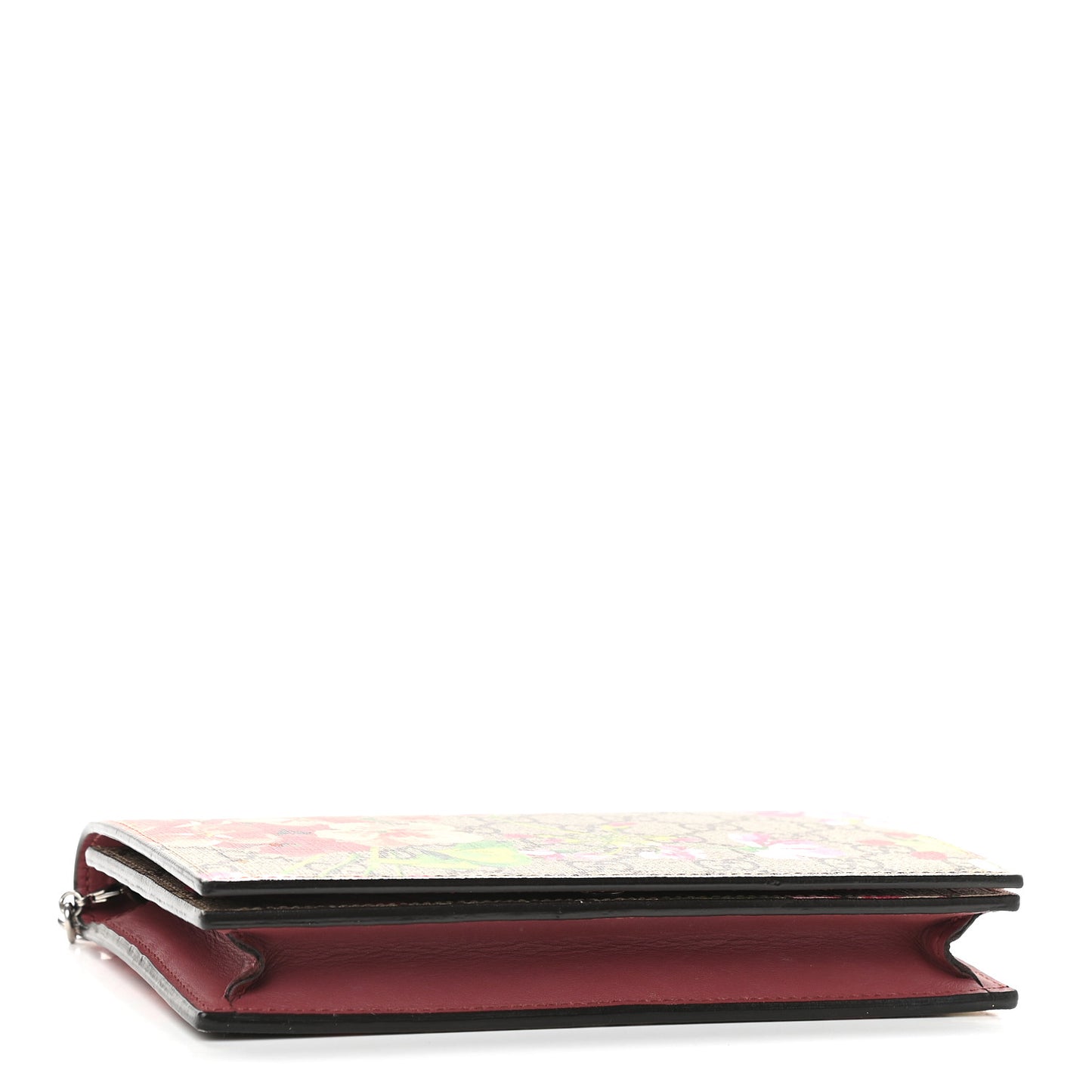 GG Supreme Monogram Blooms Chain Wallet Beige Multicolor Dry Rose