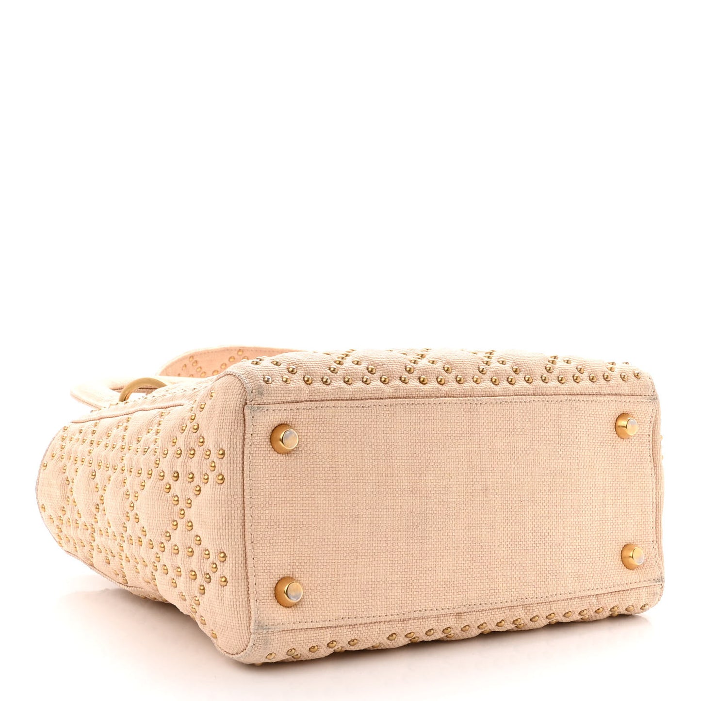 Canvas Cannage Studded Medium Supple Lady Dior Light Pink
