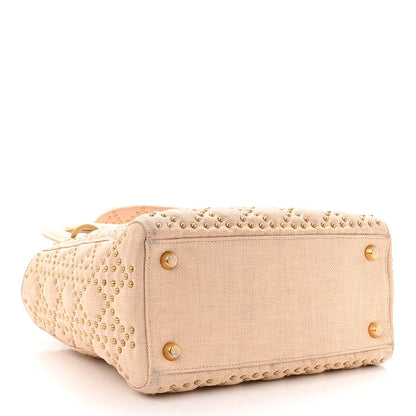 Christian Dior Canvas Cannage Studded Medium Supple Lady Dior Light Pink 4 of 9