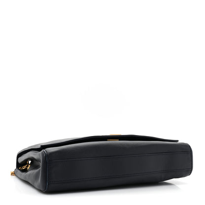Saint Laurent SAINT LAURENT Smooth Calfskin Suede Medium Reversible Monogram Kate Satchel Navy 4 of 13